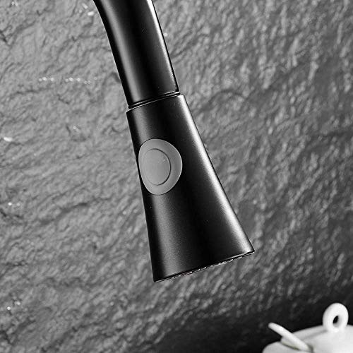 Robinet d'évier rétractable noir pivotant avec douchette de cuisine - 5