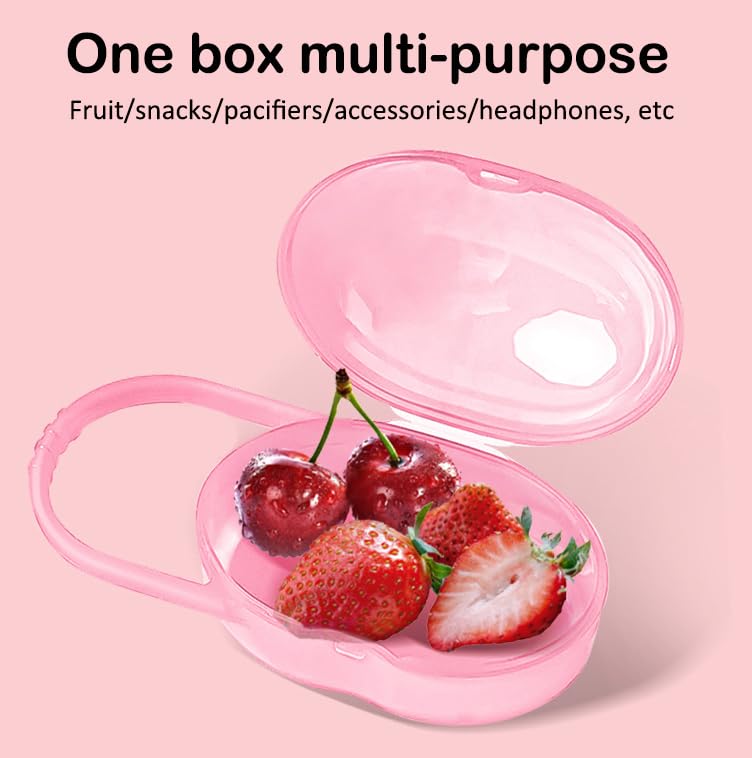 Image of AKOAK Pacifier Box, Travel Universal Pacifier Box with Handle, is Very Useful for Mothers - A Great BPA-Free Tool for Storing Pacifiers, Pack of 2 (Pink)