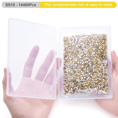 Image of Flatback Rhinestones Bulk, 14400PCS Shiny Sunlight Rhinestones for Clothes DIY Decoration Crafts, Shiny Sunlight, SS10, 2.7-2.9mm