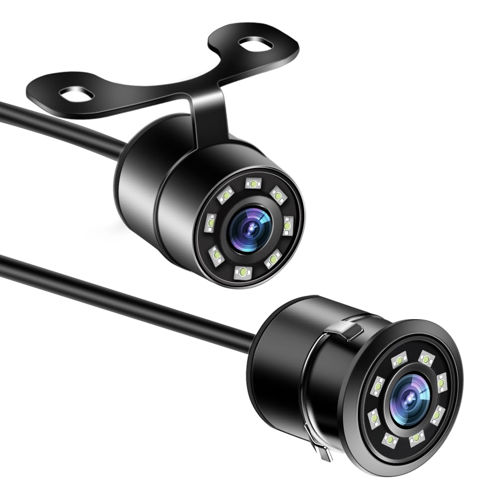 Cámara de respaldo para automóvil, HD 8 luces LED de visión nocturna infrarroja, cámara de respaldo impermeable IP69K 140 ángulo d