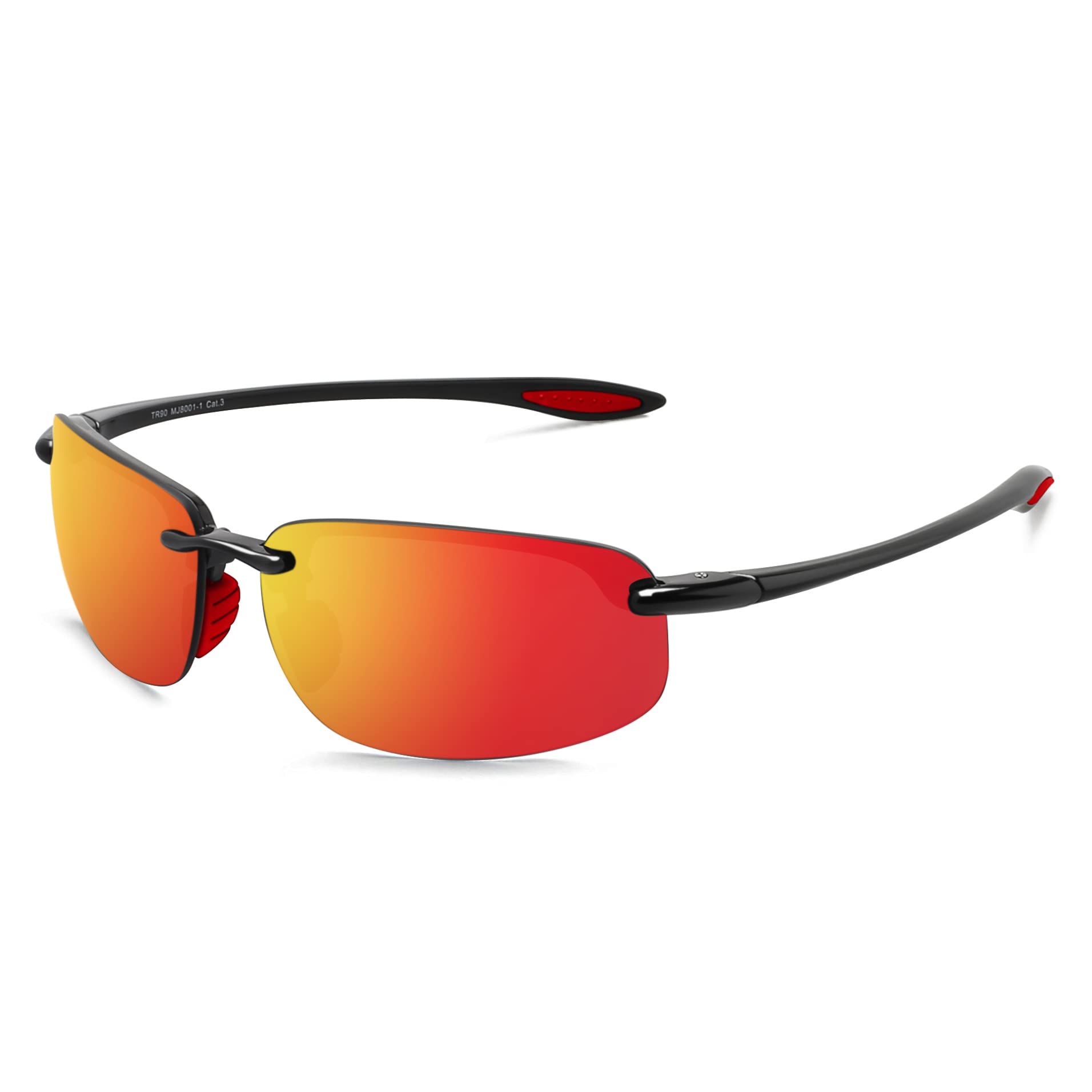 JULI Sports Sunglasses for Men Women Tr90 Rimless Frame for Running Fishing Baseball Driving MJ8001