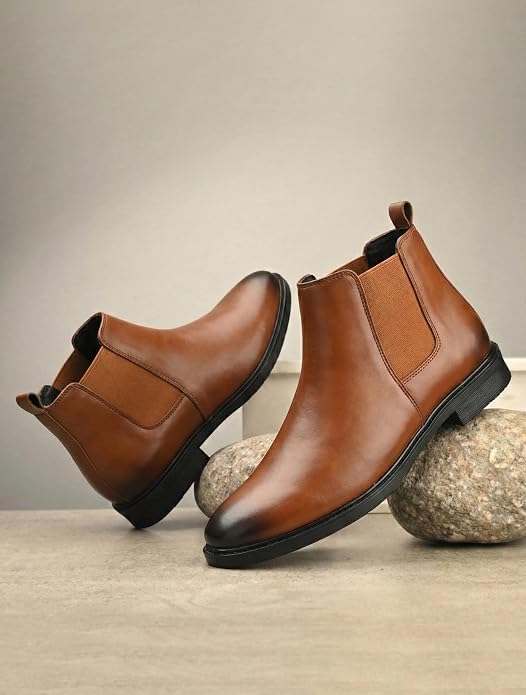 Image of Men's Premium Synthetic Leather Slip-On Formal Shoes for Men | Classic Ankle Boots with Anti-Slip Sole | Office, Party & Casual Wear