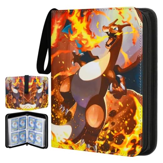 Pikomengame Card Binder 400 Cards Capacity with 50 Removable Sleeves, Dragon Style Collector Trading Card Binder 4-Pocket Storage Holder Album Book Portable Carrying Case for TCG