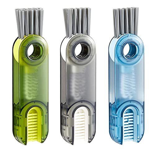 3-in-1 Multifunktionale Reinigungsbürste,3 Pcs Flaschenbürste Wasserflaschen-Reinigungsbürste Mini Multifunktional Spalt Detailpinsel Sauberere Werkzeuge für Babyflasche Becherabdeckung