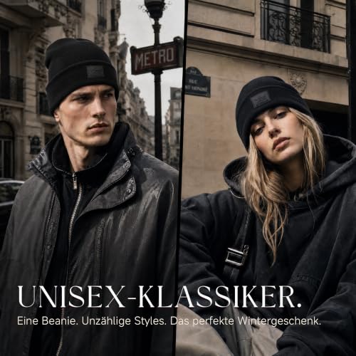 Image of Beanie for Men Women Warm Winter Hat Windproof Thick Knitted Cuffed Unisex Skull Cap