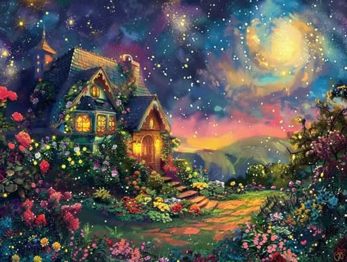 Broderie diamond complet chalet 90x120 cm kit point de croix débutant strass 5D