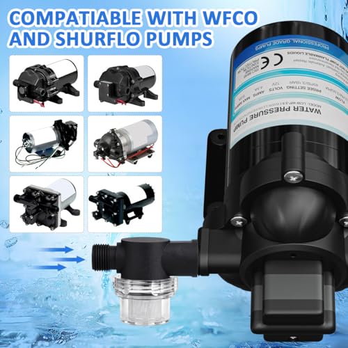 Image of 2pcs Replacement WFCO or Shurflo 255-313 Water Pump Strainer Filter, RV Water Pump Strainer Filter 1 /2 inch Twist-On Pipe Strainer for RV Plumbing, Camper Water Pump, Shower, Sprayer Pump Strainer