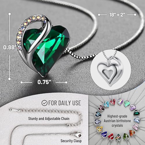 Leafael Necklaces for Women, Infinity Love Birthstone Heart Crystal Pendant, Birthday Jewelry Gifts for Her, Mom, and Wife, Silver Plated, 18 plus 2 inch Adjustable Chain - Image 4