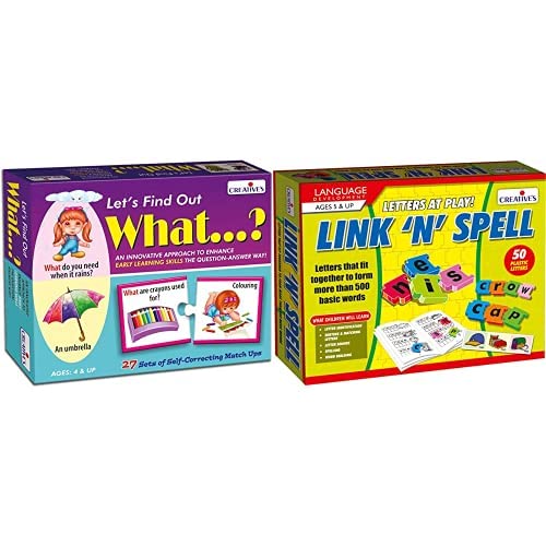 Image of CRE0995 Let's Find Out What Puzzle (Multi-Color, 54 Pieces) & Creative Educational Aids P. Ltd. - CRE0659 Link N Spell Puzzle (Multi-Color)