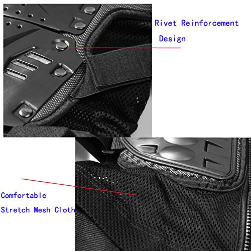 Reomoto Motorcycle Full Body Armor Jacket Spine Chest Protection Gear Motocross ATV MTB Protector Jacket for Men Women (Black, S)
