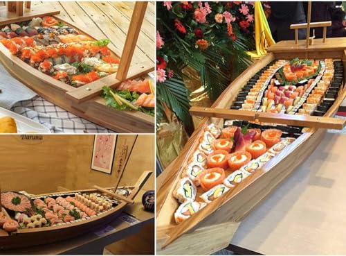 Plato grande para sushi en forma de bote de bambú 70cm miniatura 6