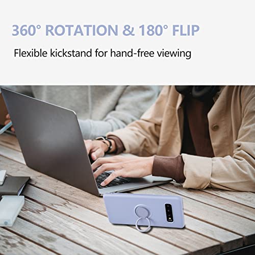 Image of Samsung Galaxy S10 Plus Case Ring Holder Kickstand Support Magnetic Car Mount, Slim Soft Silicone Gel Rubber Full Body Shockproof Protective Phone Cover for Samsung S10 Plus - Purple
