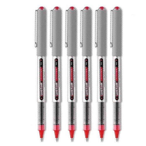 Uni-Ball Vision Stick 60139 Lot de 6 stylos roller à pointe fine Encre rouge