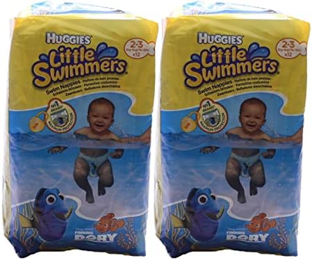 Little Swimmers Swim Pants Size 2-3 | with Special Absorbent Material and Leak Guards | Comfortable Swimming Nappies for Your Baby | Pack of 2 x 12 Pant