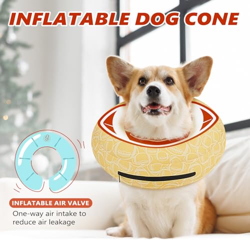 Image of Inflatable Dog Cone Collar to Stop Licking, Soft Neck Donut Collar After Surgery, Adjustable Recovery Cone for Small Medium Large Dogs (Rugby,XL)