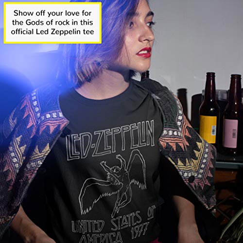 Popgear LED Zeppelin 1977 US Tour Women’s Boyfriend Fit T-Shirt Black XXL | Geschenkidee für sie, Band Merch, Rockmusik - Les Beatles, Paul McCartney, John Lennon, RIngo Starr, George Harrison Popgear LED Zeppelin 1977 US Tour Women's Boyfriend Fit T-Shirt Black XXL | Geschenkidee für sie, Band Merch, Rockmusik – Image 5