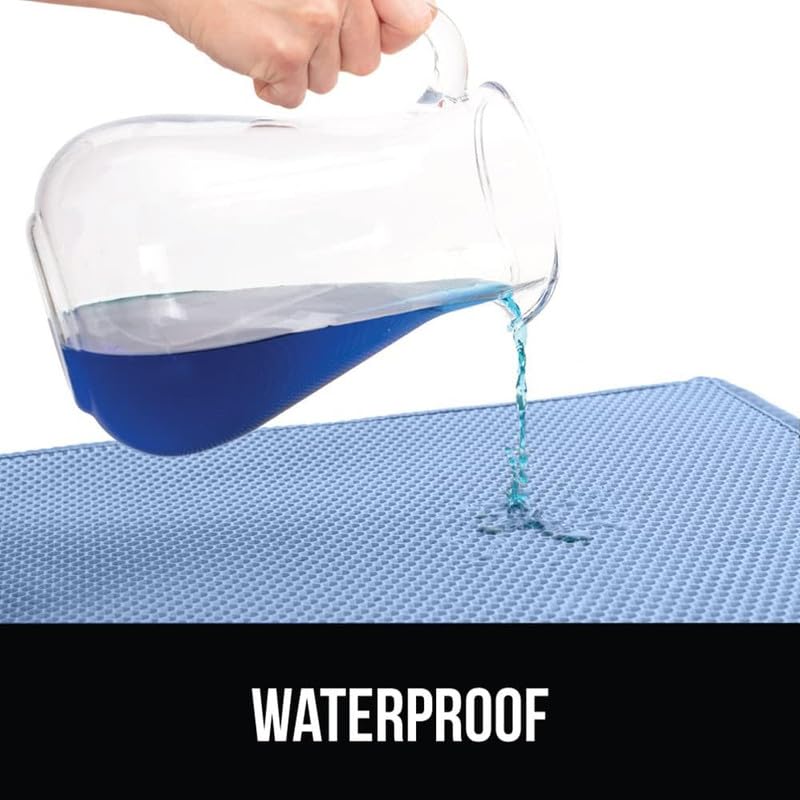 Image of Cat Litter Mat 16x20 Inch - Double Layer Open Edge Design, Waterproof & Urine Proof, EVA Material, Durable and Washable Litter Trapping Mat (Medium, Blue)