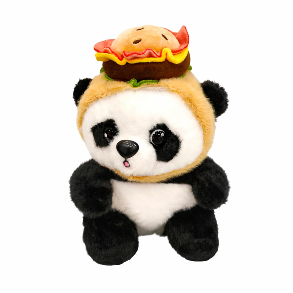 XINSO Panda Teddy with Cute Burger Cap | Stuffed Soft Plush Animal