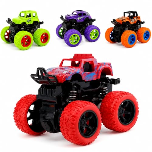 Image of 360 Rotating Stunt Monster Truck Toy for Kids | Friction Powered Off-Road Jeep Car | Flip & Spin Action Vehicle with Shock Absorbers & Anti-Skid Rubber Tires | Pack of 2