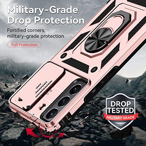 for Samsung Galaxy S22 Plus Case with Camera Lens Cover HD Screen Protector, Military-Grade Drop Tested Magnetic Ring Holder Kickstand Protective Phone Case for Samsung Galaxy S22+ Plus 5G (Rose Gold) by M MAIKEZI - Image 5