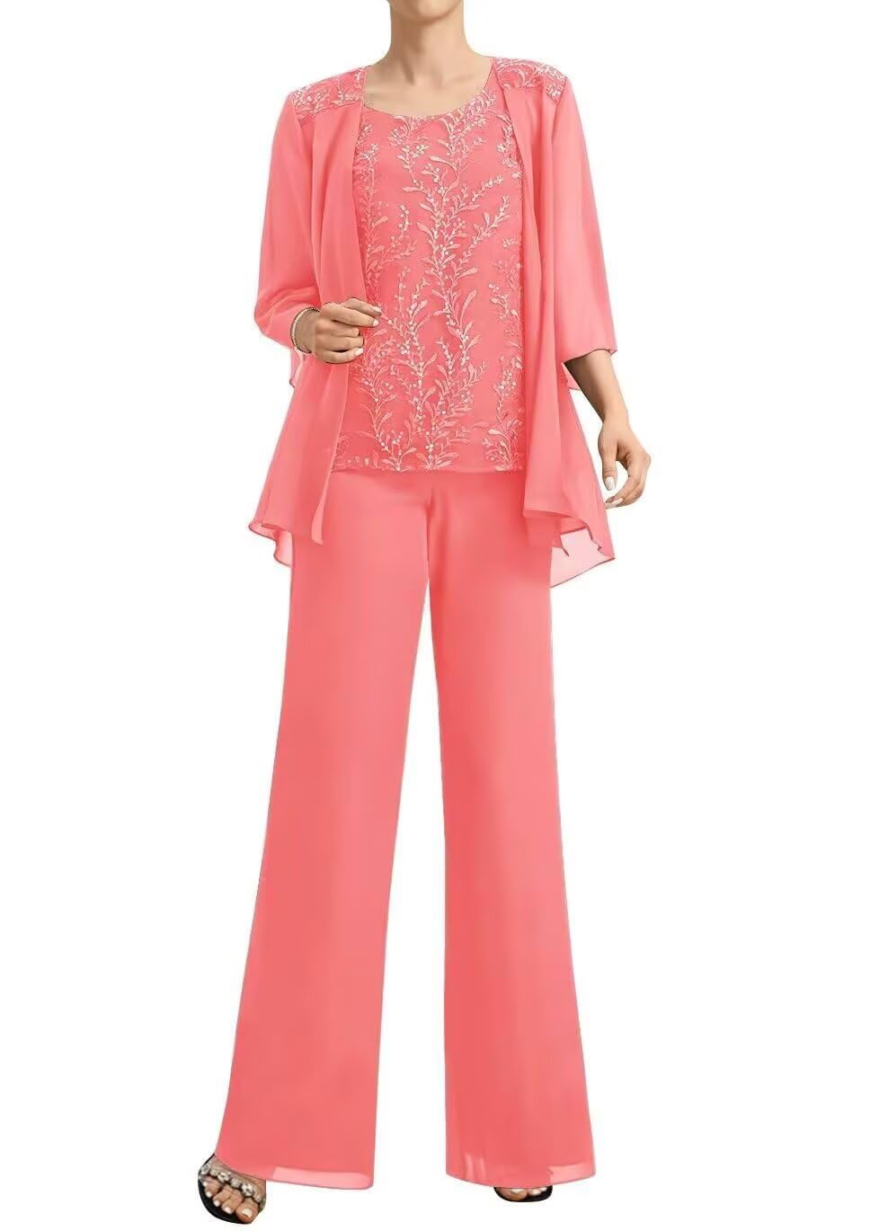 3 Pieces Mother of the Bride Pantsuits for Women Dressy Wedding Lace Appliques Formal Pant Suits for Curvy Women