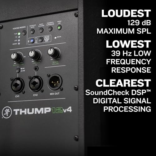 Image of Mackie Thump12v4 12 inch Professional Powered Loudspeaker feat. SoundCheck DSPTM and Bluetooth - High SPL Portable PA Speaker, Wireless Streaming and Linking, Voicing Modes, Control App, Mixer, 1400W | Bluetooth, High SPL Portable PA Speaker, Wireless Streaming and Linking, Voicing Modes, Control App, Mixer, 1400W