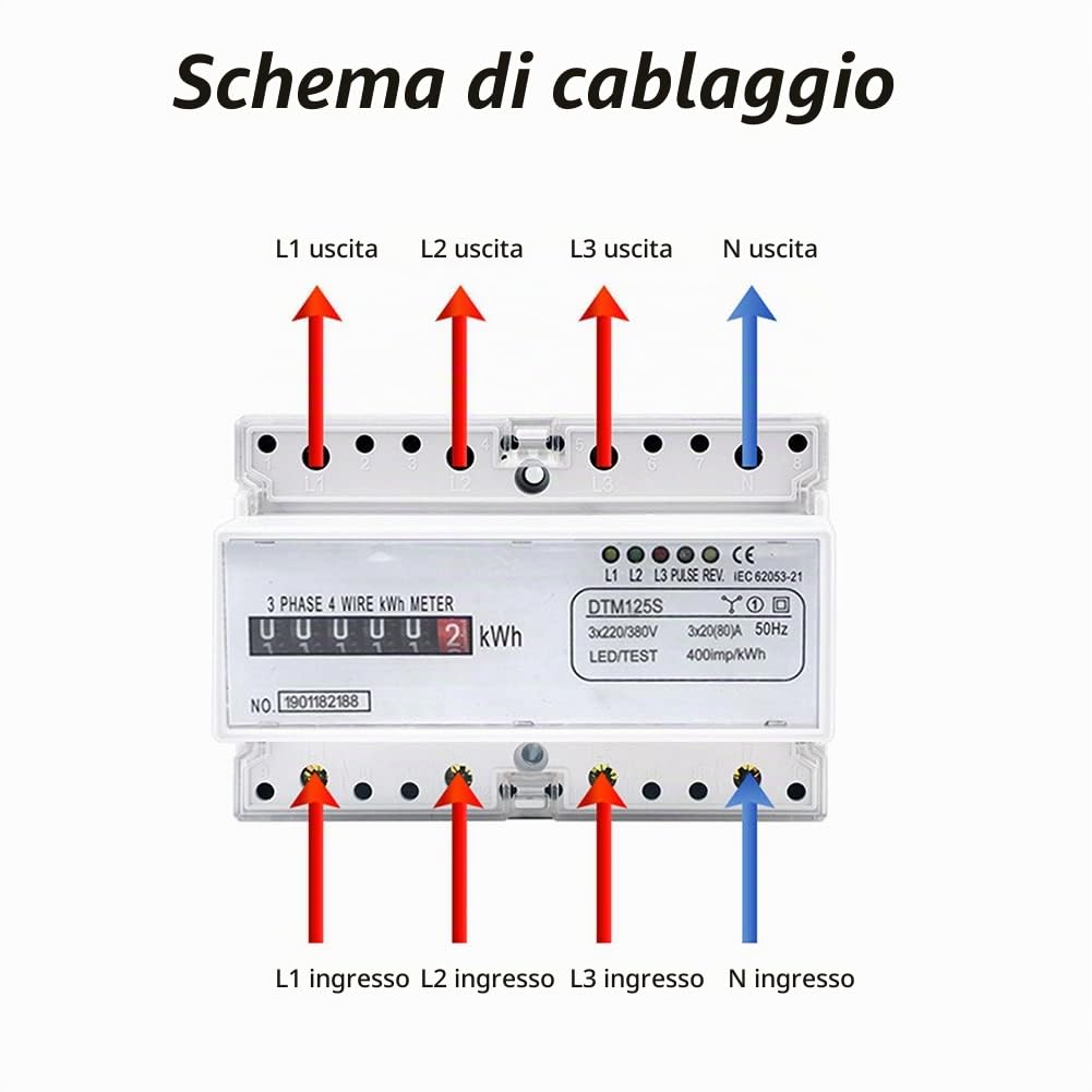 SEAFRONT Contatore Trifase 220/380V 20-80A Consumo Energetico Contatore KWh Trifase Contatore Elettrico Digitale Contascatti Elettrico