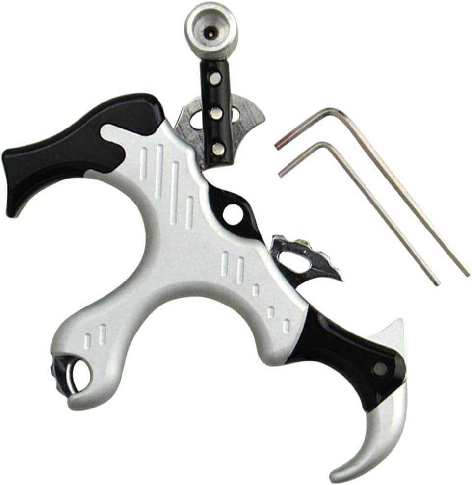 AMEYXGS Archery Bow Release Aid 3 Fingers Aluminum Alloy Compound Bow Release Aids Thumb Trigger Caliper Grip for Bow Hunting Accessories