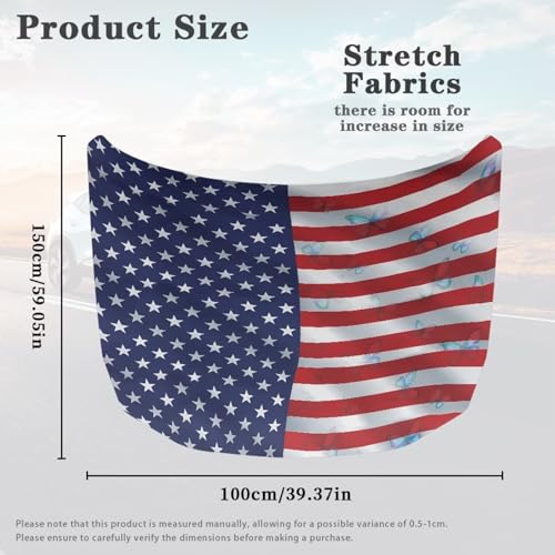 Image of American Flag Butterfly Universal Car Hood Cover Waterproof All Weather, Car Hood Cover Protector for Automobiles Outdoor Indoor for All Season Waterproof Dustproof