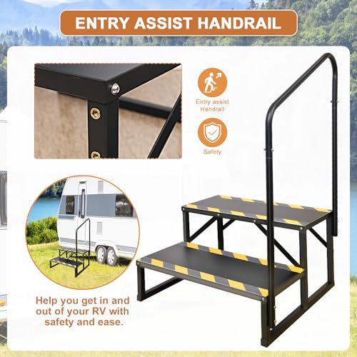 image for Kinchoix 2 Step RV Stairs, Hot Tub Steps, Outdoor Spa Step Ladder with
