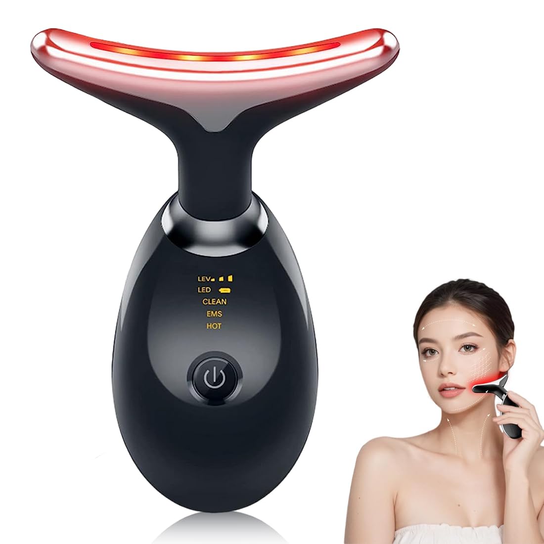1 Piece Electric Facial Massager Anti-wrinkle: Neck Massage Lifting 7 Colors LED Beauty Device with Heating to 45°C Gua Sha Firming Facial Machine for Women