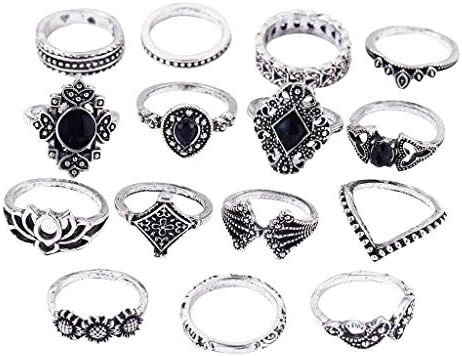 15Pcs Rings For Women Fashion Ring Set-Vintage Mid Rings Flower Crown Hollow Out Joint Knuckle Nail Ring - Festival And Birthday Gift, Suitable For Daily Life, Banque Party 1 15Pcs Rings For Women Fashion Ring Set-Vintage Mid Rings Flower Crown Hollow Out Joint Knuckle Nail Ring - Festival And Birthday Gift, Suitable For Daily Life, Banque Party