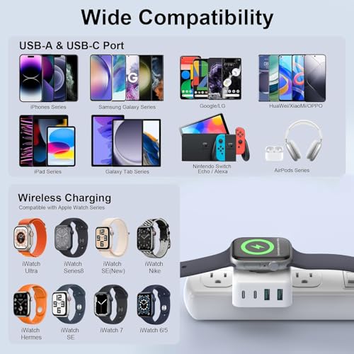 Cargador Apple Watch portátil de 43W para evitar enredos de cables USB C 6