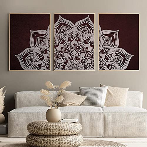 Toile fleur rouge grand format pour ambiance bohème et chaleureuse du salon