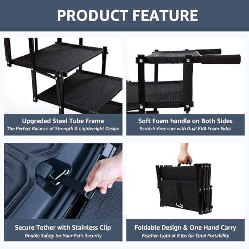 Oiilores Extra Wide 5-Step Dog Stairs