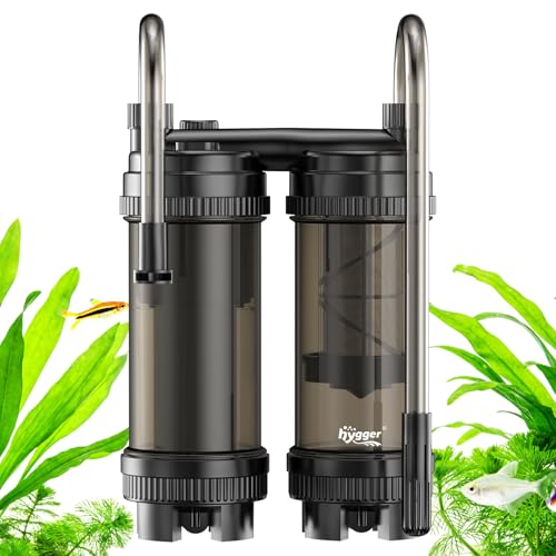 hygger External Filter Aquarium 9W Dual Flow Water Filter 450L/H Hang On Aquarium Filter for 27-74L Fish Tank Collection Waste Discharge for Freshwater Saltwater