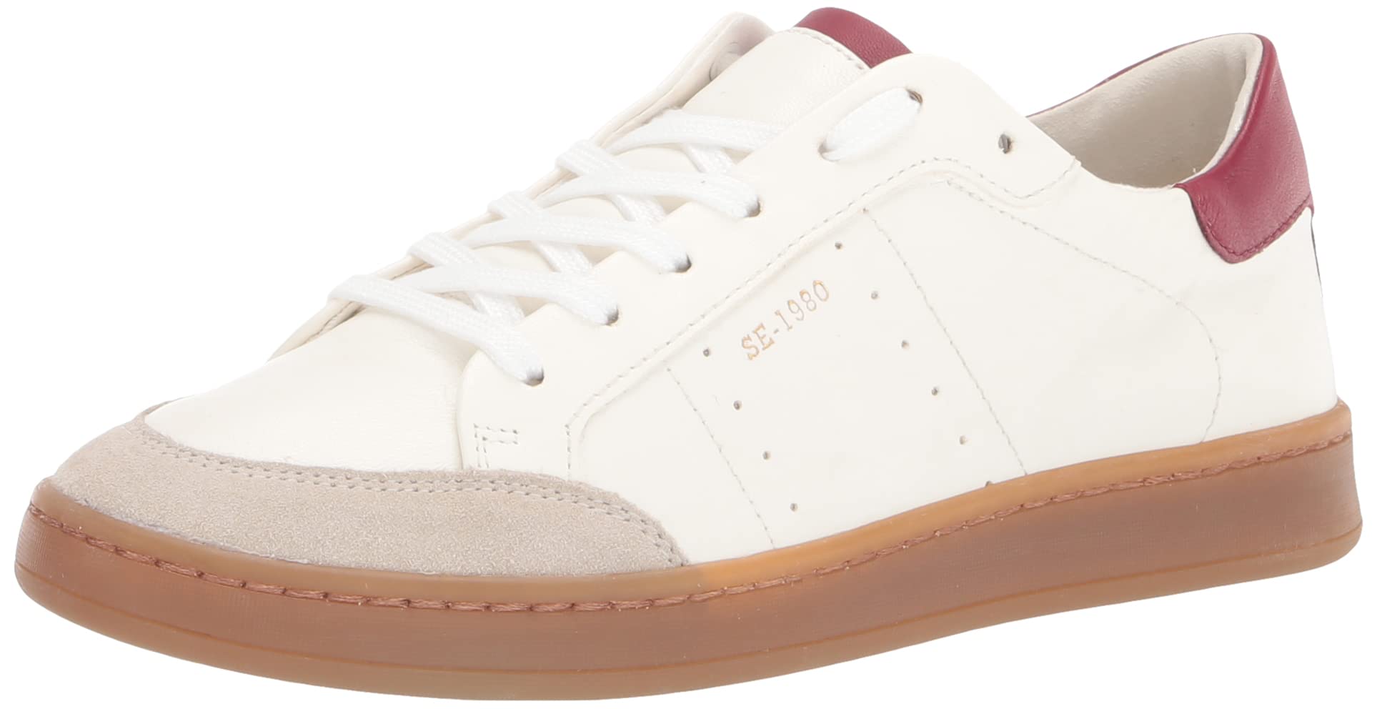 Sam Edelman Women's Josi Sneaker, White/Dk Cherry, 5