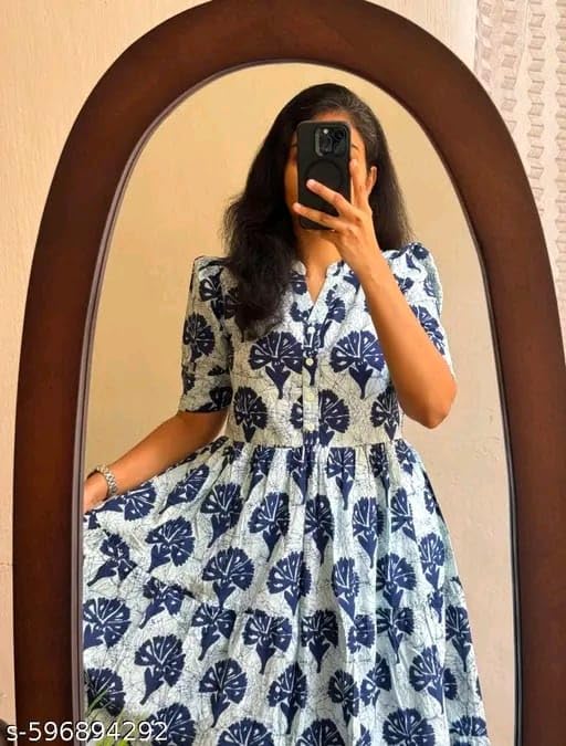 Image of Women's Rayon Printed Anarkali Kurta for Women and Girls, Regular Wear