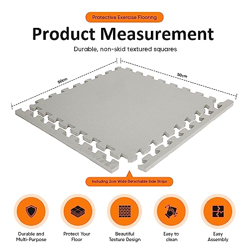 BIGGAMATS Gym Flooring Mat, EVA Foam Exercise Mats, Interlocking Non-Slip Sport Mats, Home Workout, Kids Playmat, Pet Mats and Protective Swimming Pool, Hot Tub Outdoor Underlay Matting 50cm x 50cm