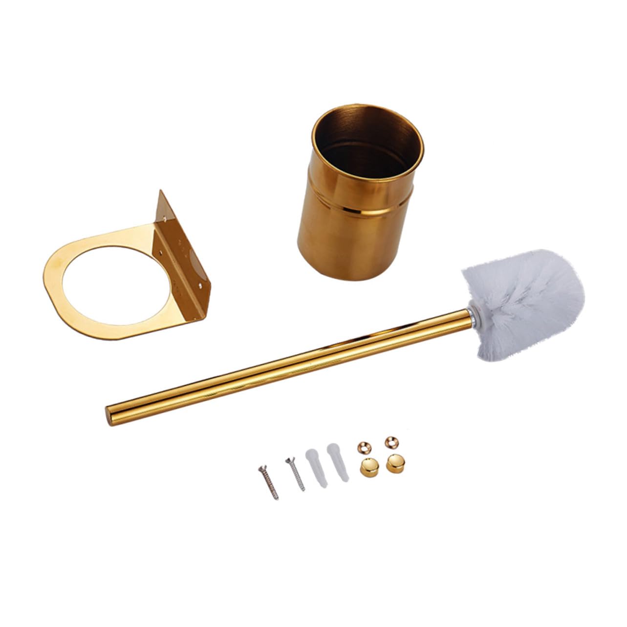Cepillo de Baño Inoxidable con Soporte de Pared Dorado Escobilla para WC Resistente y Reutilizable para Limpieza Eficaz del Baño de Espacio y Diseño Moderno