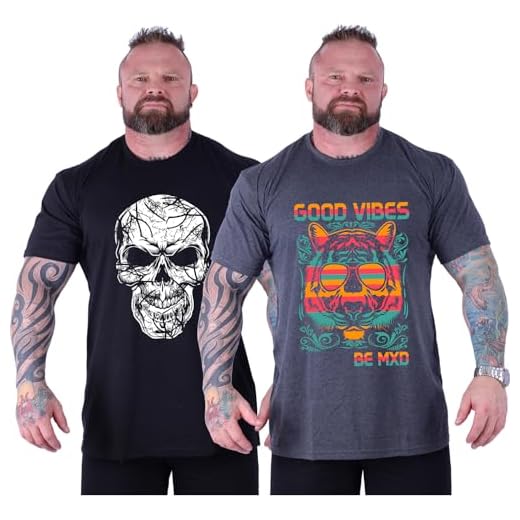 Kit 2 Camisetas Tradicional Masculina Plus Size Clássica MXD Conceito Básica Caveiras e Letreiros (G2, Opção 05)