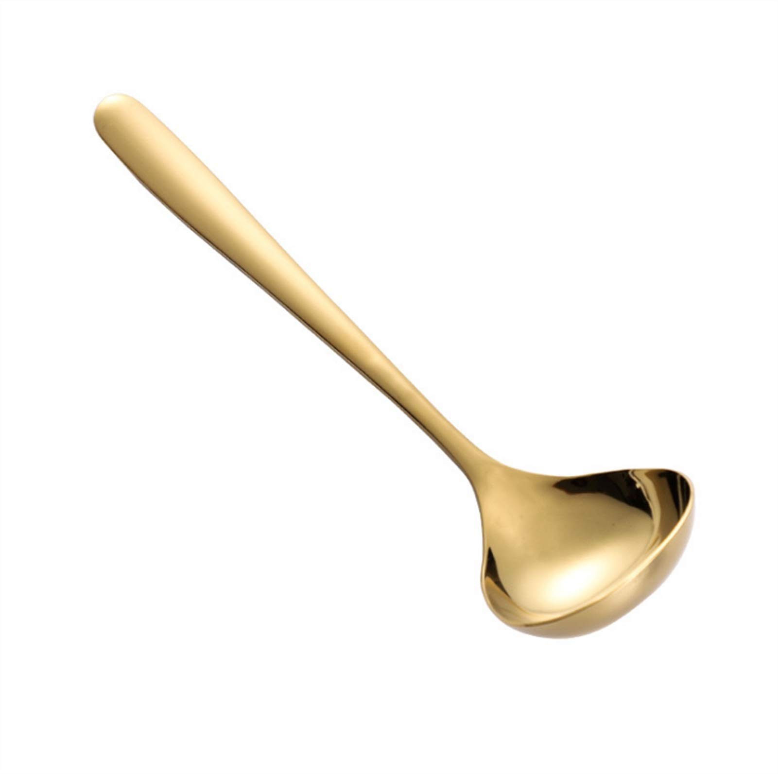 JUNMIN 5 Pieces Stainless Steel Long Handle Deepened Wide Mouth Soup Spoon Hot Pot Spoon Tableware (Color : Gold, Size : Small)