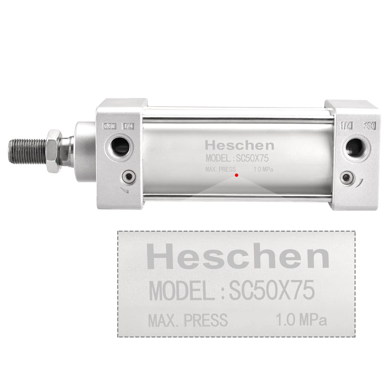 Heschen Pneumatikzylinder SC 50-75 – 50mm Bohrung, 75mm Hub, Doppelt Wirkend, PT1/4 – Für Industrielle Anwendungen