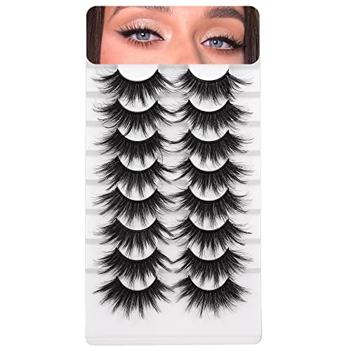 25mm False Eyelashes Dramatic Long Eyelashes Fluffy Thick Crossed Fake Eyelashes Soft Handmade Reusable Eye Lashes Pack by Eefofnn