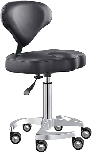 Dir Taburete médico ajustable multiusos taburete de salón y spa con ajustes de respaldo, color negro