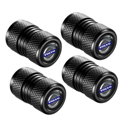 Image of Tire Valve Stem Caps, Compatible with Volvo Series Stem Cap Universal Car Air Cover Car Accessories for Cars, SUV, Truck, Motorcycles 4pcs (Black)