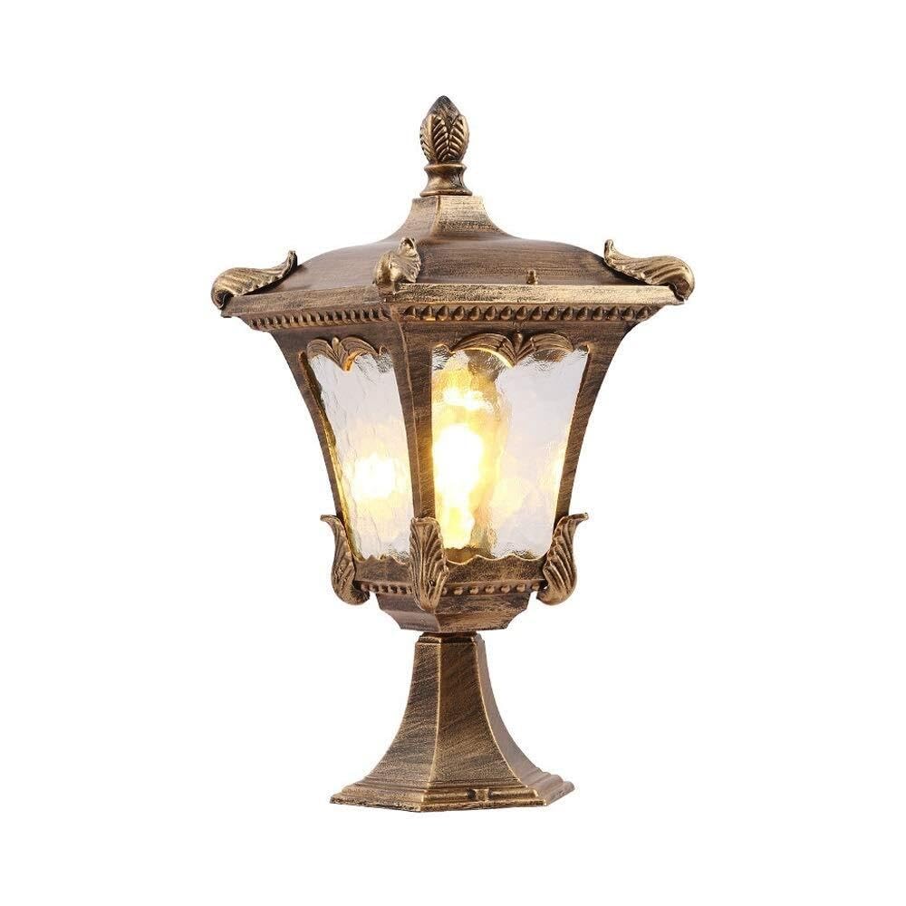 QUSYZD Europe Waterproof Outdoor Pillar Lamp Fence Courtyard Fixtures Community E27 Column Lights Landscape Lighting Villa Post Light Lawn Yard Balcony Patio Pond,Black-H 43CM