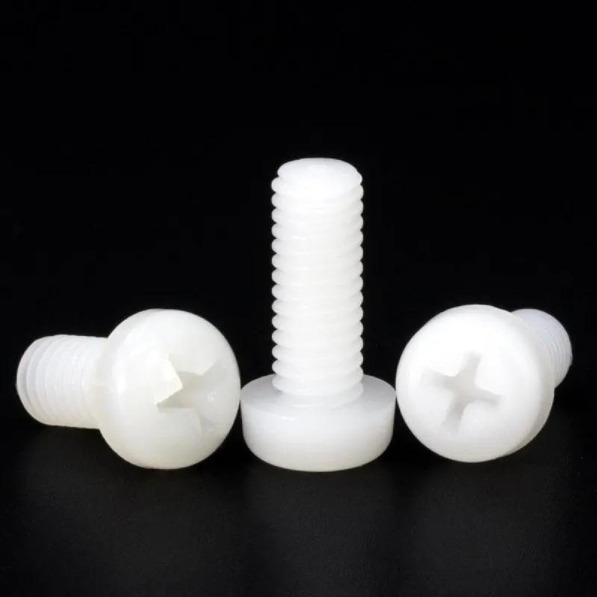 Śruby, Wkręty samogwintujące, M5X6-50mm Białe nylonowe śruby z łbem stożkowym Phillips, plastikowe śruby z łbem okrągłym krzyżowym, 50 szt.(M5x12mm)