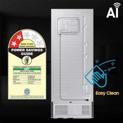 Image of Samsung 415 L, Optimal Fresh+, Digital Inverter, Frost Free Double Door WiFi Embedded Refrigerator (RT45CG662BB1TL, Black Matt)