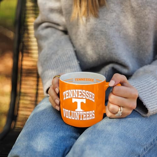 Image of Logo Brands NCAA Tennessee Volunteers 15oz Stripe Mug - Team Logo, Inside Print, Standard Handle, Microwave & Dishwasher Safe